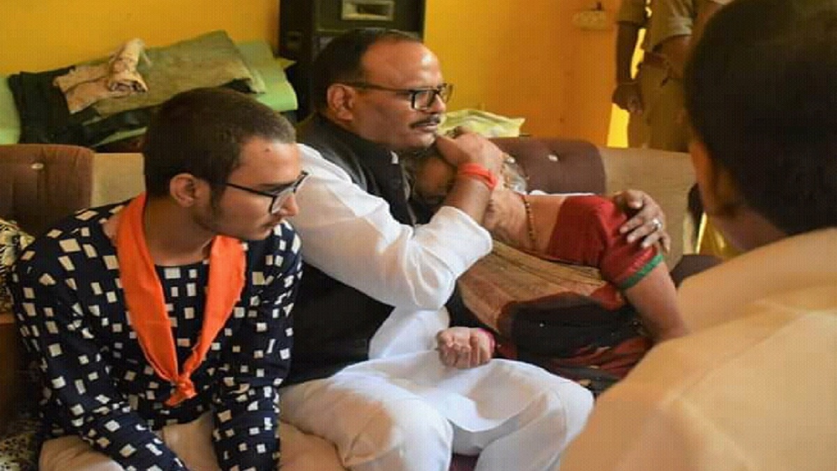 Law Minister Brajesh Pathak meets Kamlesh Tiwari's family