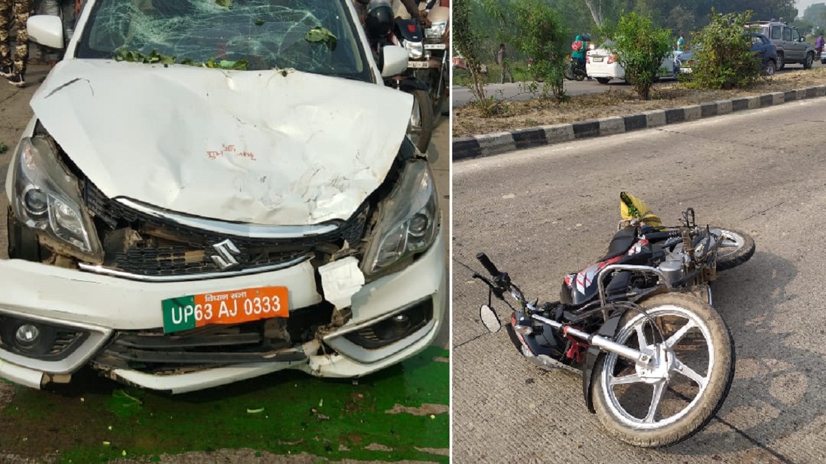 Youth riding bike injured in MLA son's car collision in Fatehpur
