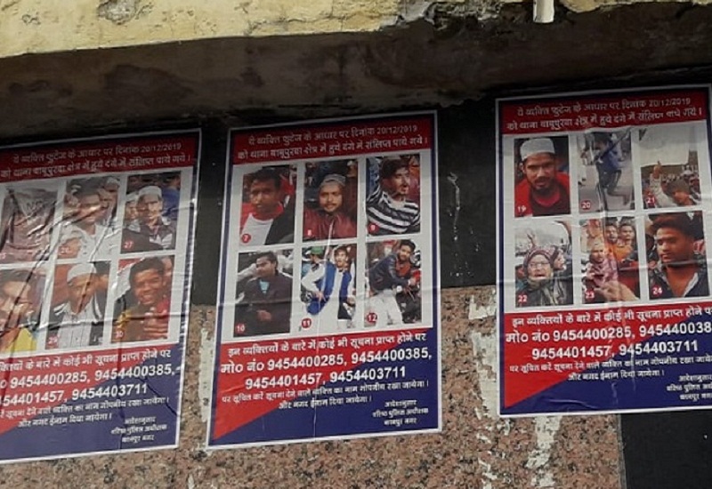 Police pastes posters of accused of spreading violence in Kanpur