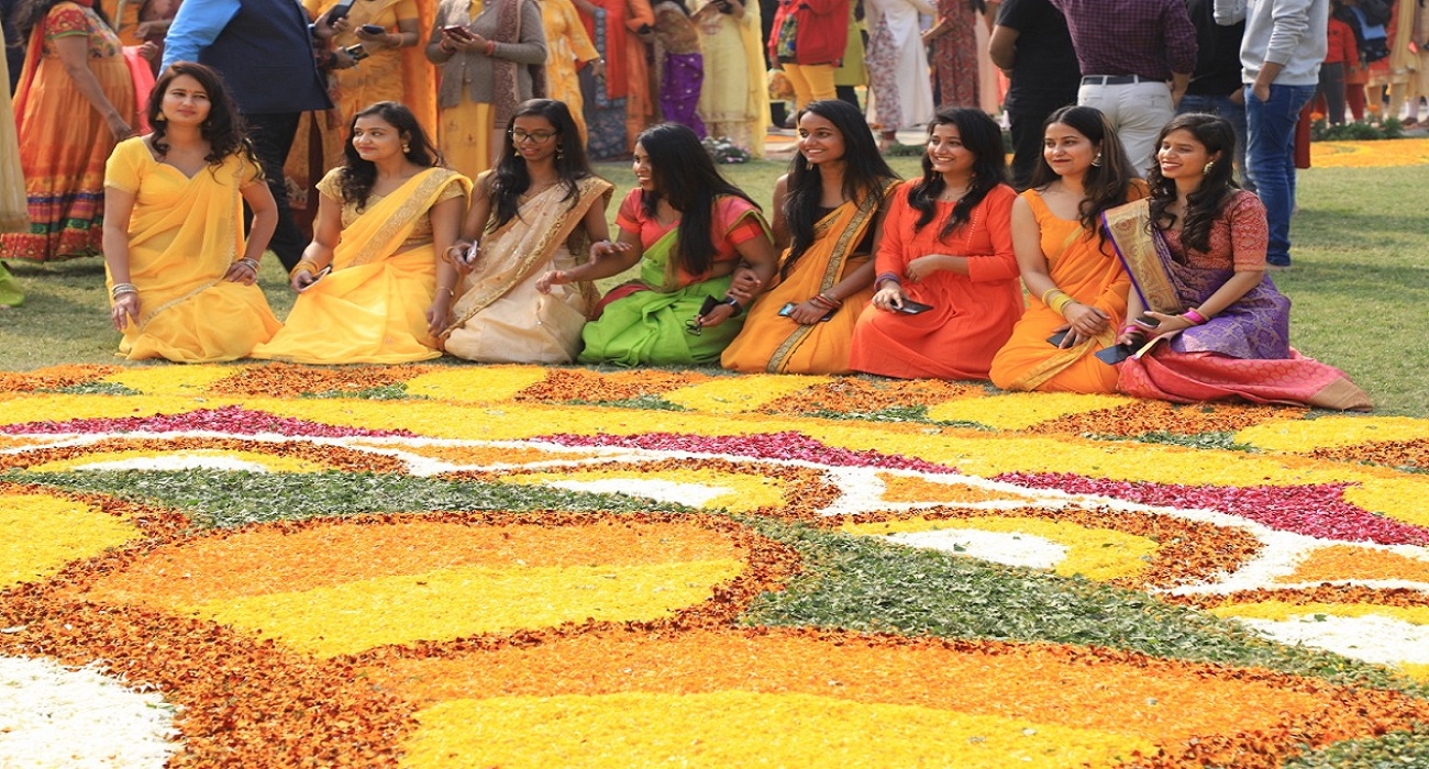 MBBS girls students  decorated Rangoli at KGMU in Lucknow