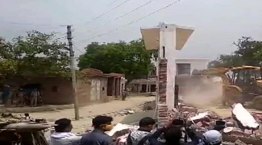 In Kanpur police also fired bulldozers, cars on house of crook Vikas Dubey.