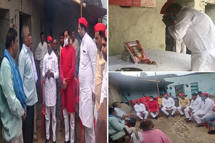 Samajwadi Party leaders paid tribute to martyr CO Devendra Mishra's village in Banda