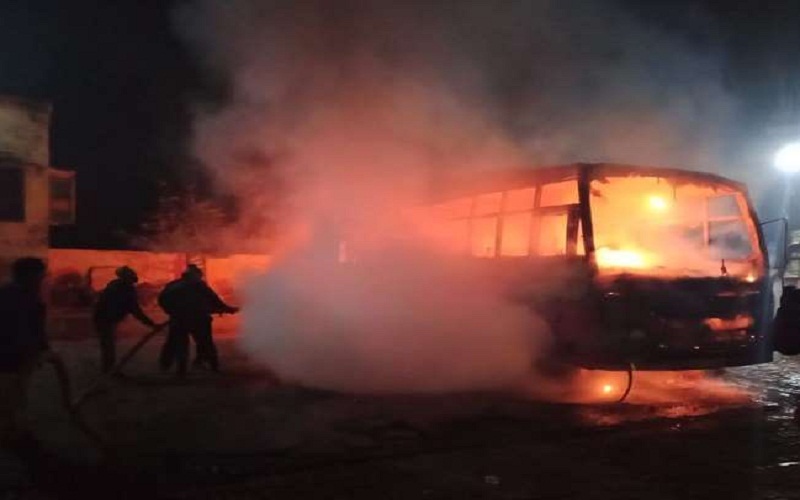 Bus parked at Sitapur Roadways bus base burnt, controlled in two hours