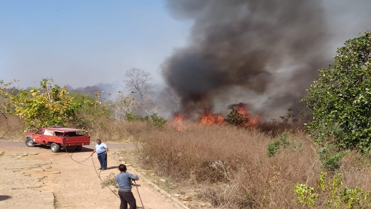 Fierce fire in forest of Banda's invincible Kalinjar fort, sparking fire even after 12 hours