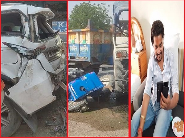 Deputy CM Keshav Maurya's son's car accident, narrowly survived in Jaloun 