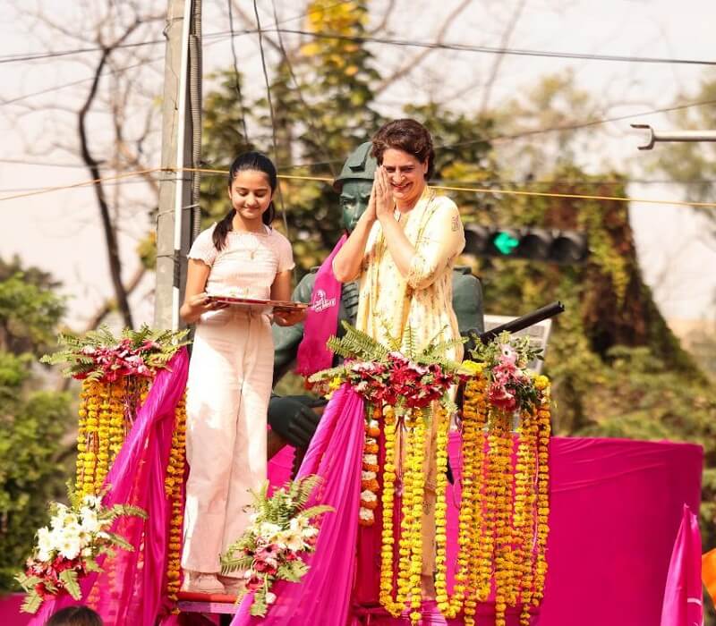 huge influx of women gathered with Priyanka in Congress's Women's March in Lucknow 