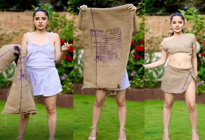 UFfi Javed made a stylish sack dress in 10 minutes, glamor in mini skirt, Video