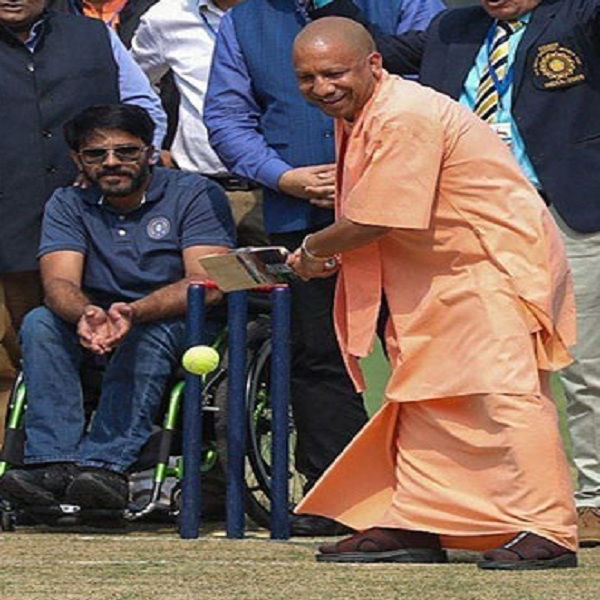 CM Yogi tried his hand in cricket, launched disabled T20 cricket