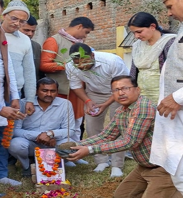 Emotional initiative of BJP sentinel in Banda on the death of PM Modi's mother, paid tribute by planting saplings